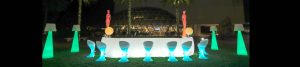 LED event furniture rental in Sarasota Florida with illuminated seating, cocktail tables and light-up furniture