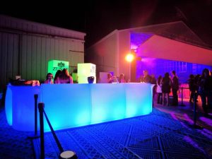 LED furniture rental at a private home in Clearwater and Palm Harbor with glowing sofas, tables, and a light-up bar